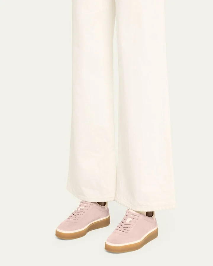 Mixed Leather Low-Top Tennis Sneakers - Image 4