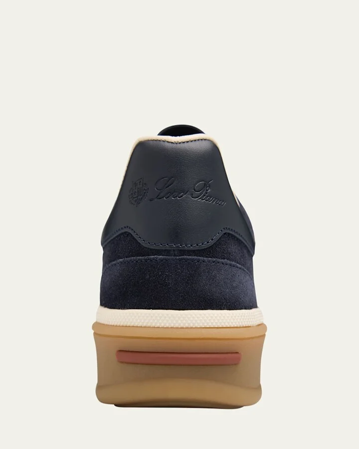 Mixed Leather Low-Top Tennis Sneakers - Image 6
