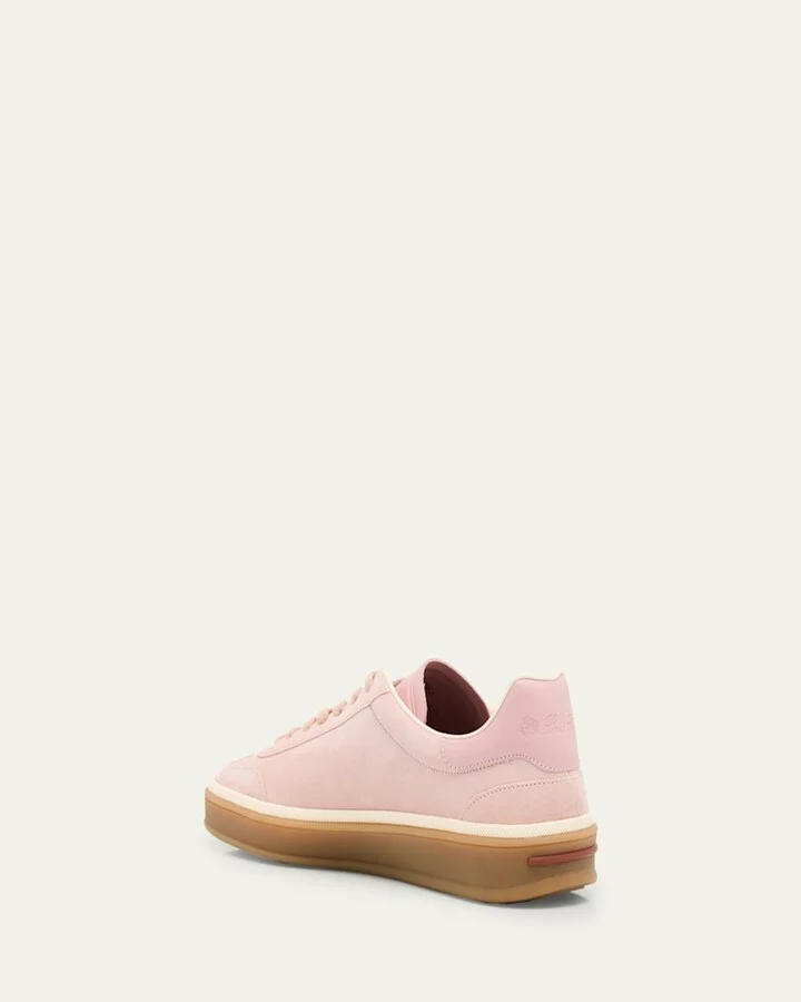 Mixed Leather Low-Top Tennis Sneakers - Image 8