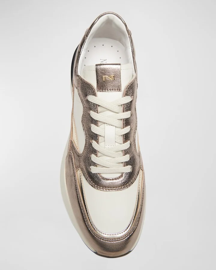 Mixed Leather Retro Fashion Sneakers - Image 3