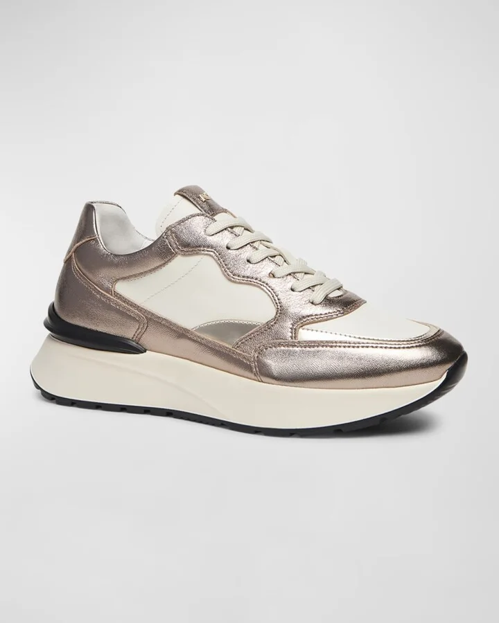 Mixed Leather Retro Fashion Sneakers - Image 4