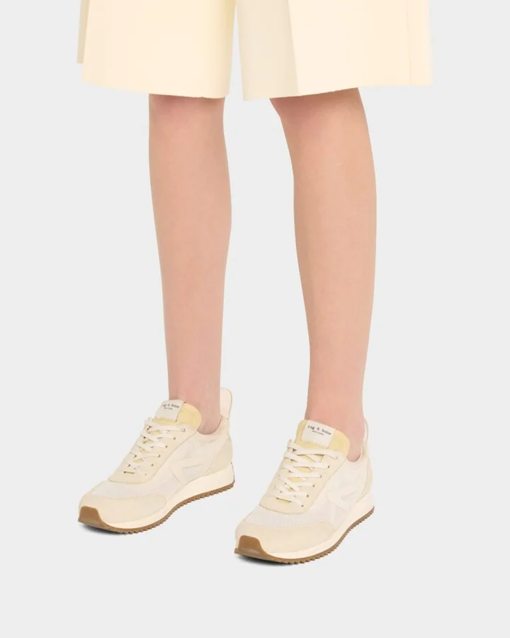 Mixed Leather Retro Runner Sneakers - Image 5