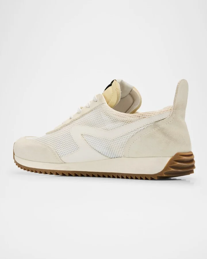 Mixed Leather Retro Runner Sneakers - Image 7