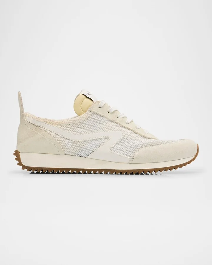 Mixed Leather Retro Runner Sneakers