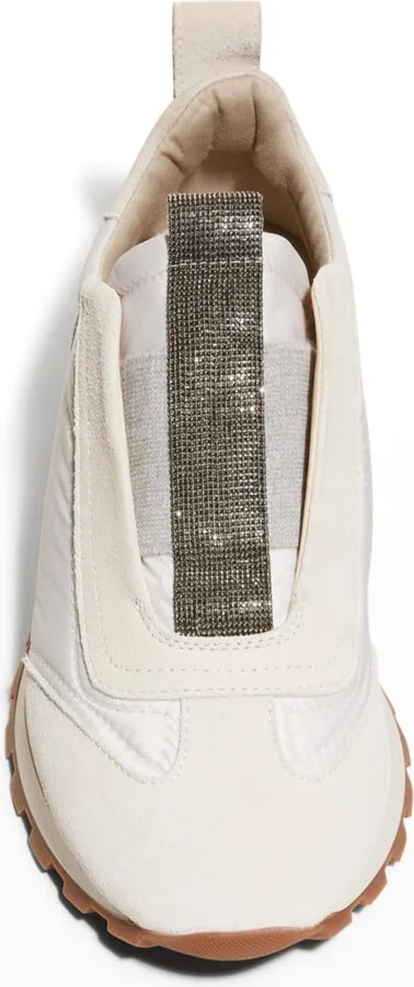 Mixed Leather Slip-On Runner Sneakers - Image 4