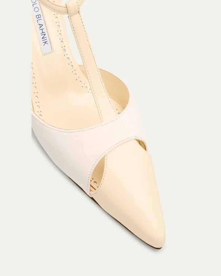 Mixed Leather T-Strap Pumps - Image 2