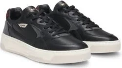 Mixed-leather trainers with layered upper- Black Men's Sneakers size 9