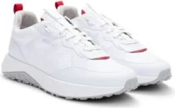 Mixed-material lace-up trainers with branded laces- White Men's Sneakers size 12