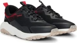 Mixed-material lace-up trainers with degrad pattern- Black Men's Sneakers size 9