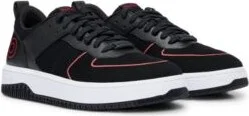 Mixed-material trainers with branded backtab- Black Men's Sneakers size 12