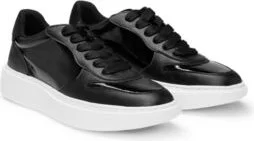 Mixed-material trainers with crinkle-patent details- Black Women's Sneakers size 7