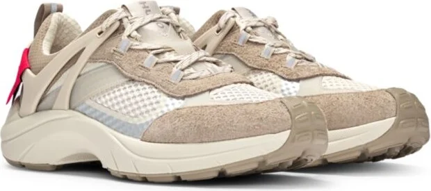 Mixed-material trainers with decorative reflective effects