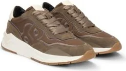 Mixed-material trainers with Double B monogram- Brown Women's Sneakers size 10