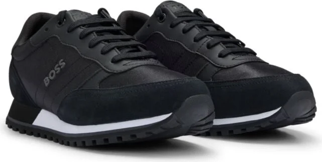 Mixed-material trainers with faux-leather trims