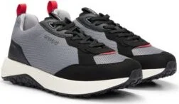 Mixed-material trainers with honeycomb mesh- Dark Grey Men's Sneakers size 7