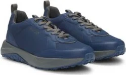Mixed-material trainers with logo-tape trim- Dark Blue Men's Sneakers size 9
