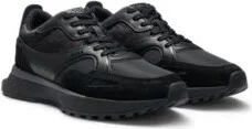 Mixed-material trainers with mesh and leather- Black Men's Sneakers size 6