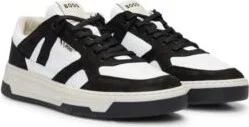Mixed-material trainers with nubuck and leather- Dark Grey Men's Sneakers size 8