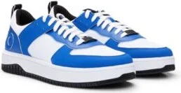Mixed-material trainers with raised-logo backtab- Light Blue Men's Sneakers size 9