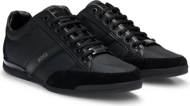 Mixed-material trainers with suede and faux leather