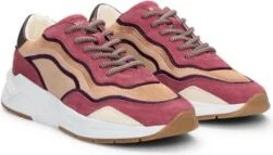 Mixed-material trainers with suede and faux leather- Light Red Women's Sneakers size 7