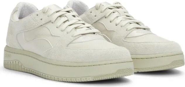 Mixed-material trainers with suede and honeycomb ripstop