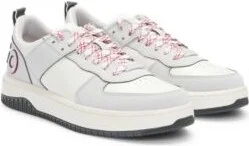 Mixed-material trainers with two sets of laces- Light Grey Men's Sneakers size 9