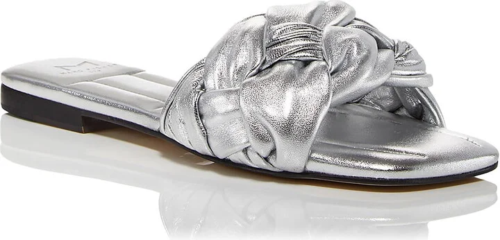 Miyuki Womens Leather Square Toe Slide Sandals