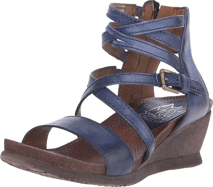 Miz Mooz Shay Women's Wedge Shoes Navy : EU 38 (US Women's 7.5-8) B - Medium, Leather - Image 2