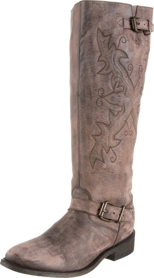 Brown Distressed With Embroidery