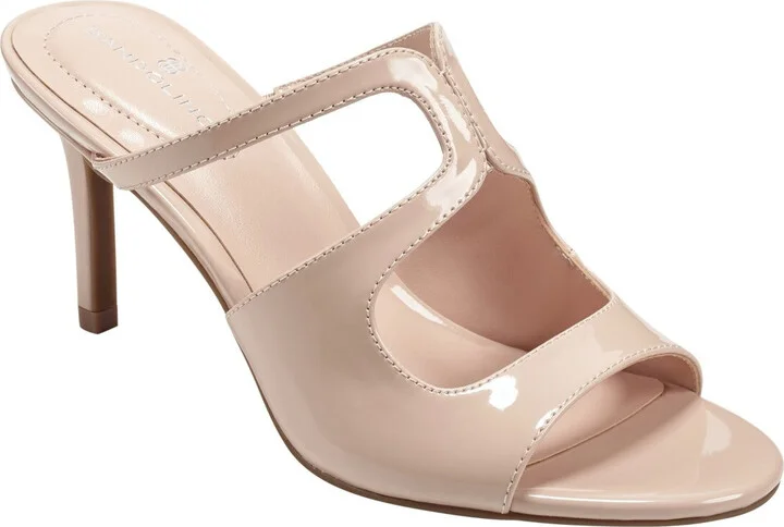 Mizelle Sandals Womens 11 Beige Patent Leather Stiletto Heel GBNC490
