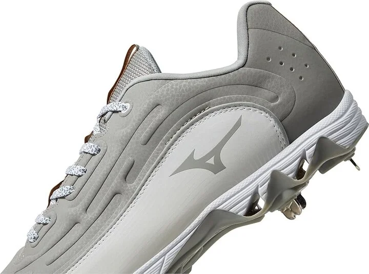 Mizuno 9-Spike Ambition 3 Baseball Cleats Men's Shoes Grey/White : 14 D - Medium, Leather - Image 4