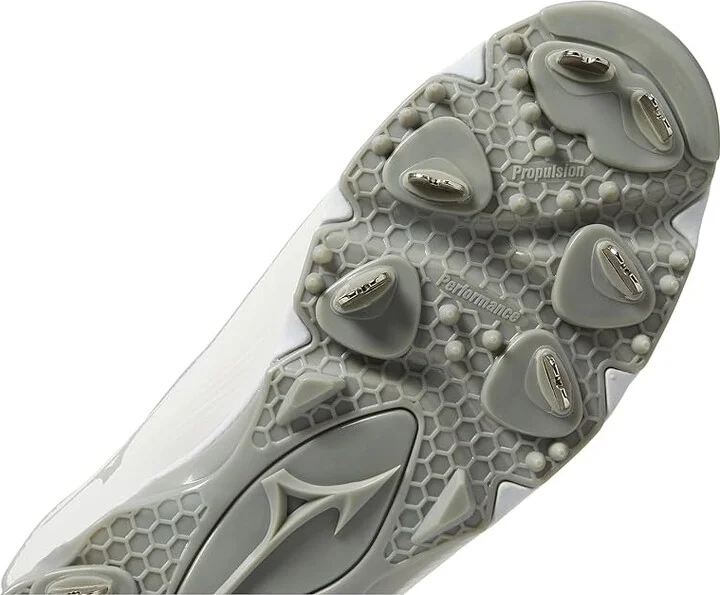 Mizuno 9-Spike Ambition 3 Baseball Cleats Men's Shoes Grey/White : 14 D - Medium, Leather - Image 5