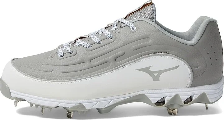 Mizuno 9-Spike Ambition 3 Baseball Cleats Men's Shoes Grey/White : 14 D - Medium, Leather - Image 6