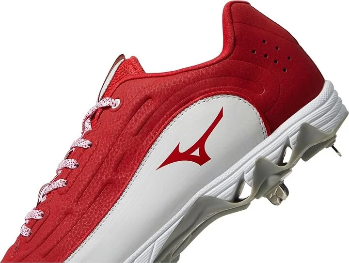 Mizuno 9-Spike Ambition 3 Baseball Cleats Men's Shoes Red/White : 15 D - Medium, Leather - Image 4