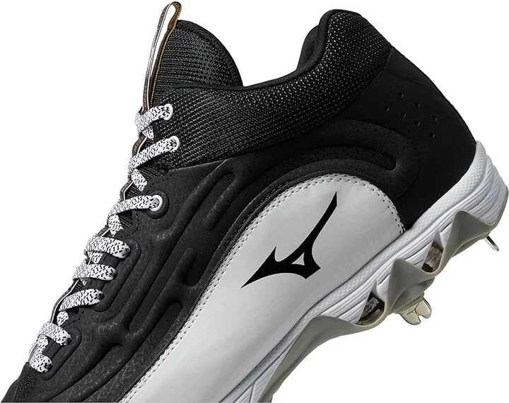 Mizuno 9-Spike Ambition 3 Mid Men's Shoes Black/White : 11 D - Medium, Leather - Image 4