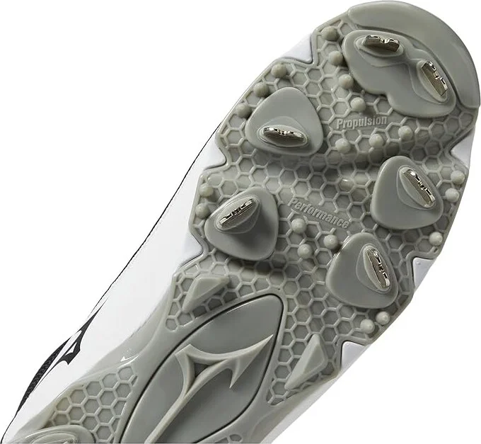 Mizuno 9-Spike Ambition 3 Mid Men's Shoes Black/White : 11 D - Medium, Leather - Image 5