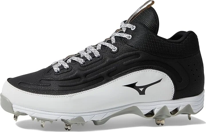 Mizuno 9-Spike Ambition 3 Mid Men's Shoes Black/White : 11 D - Medium, Leather - Image 6