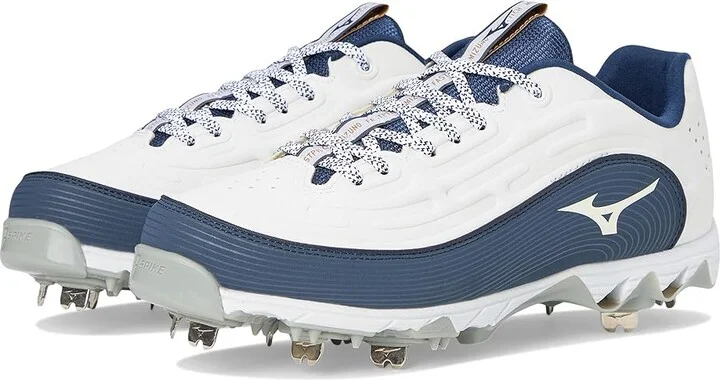 Mizuno 9-Spike Swift 8 Low Metal Women's Shoes White/Navy : 5.5 B - Medium, Leather