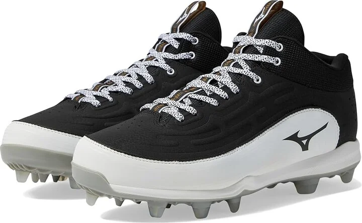 Mizuno Ambition 3 Mid TPU Baseball Cleats Men's Shoes Black/White : 8 D - Medium, Leather