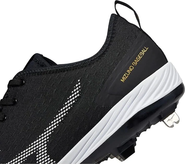 Mizuno Dominant 4 Baseball Cleats Men's Shoes Black/White : 7.5 D - Medium, Synthetic/Textile - Image 4