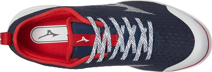 Mizuno Dominant 4 Baseball Cleats Men's Shoes Navy/Red : 7 D - Medium, Synthetic/Textile - Image 2