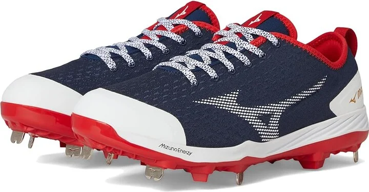 Mizuno Dominant 4 Baseball Cleats Men's Shoes Navy/Red : 7 D - Medium, Synthetic/Textile