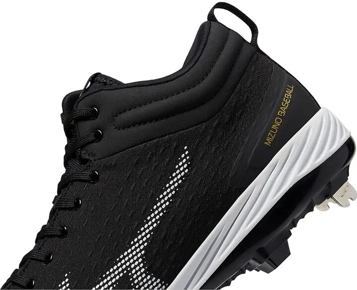 Mizuno Dominant 4 Mid Baseball Cleats Men's Shoes Black/White : 7.5 D - Medium, Synthetic/Textile - Image 4
