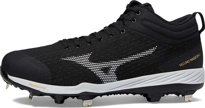 Mizuno Dominant 4 Mid Baseball Cleats Men's Shoes Black/White : 7.5 D - Medium, Synthetic/Textile - Image 5