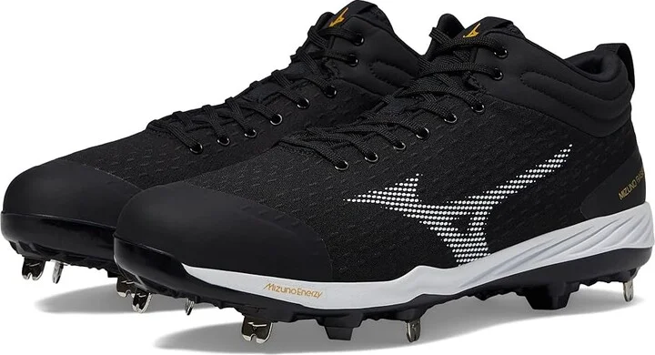 Mizuno Dominant 4 Mid Baseball Cleats Men's Shoes Black/White : 7.5 D - Medium, Synthetic/Textile