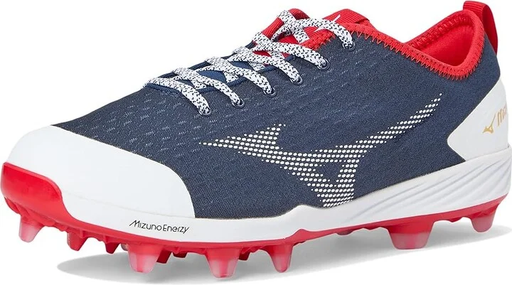 Mizuno Dominant 4 TPU Baseball Cleats Men's Shoes Navy/Red : 14 D - Medium, Synthetic/Textile - Image 5
