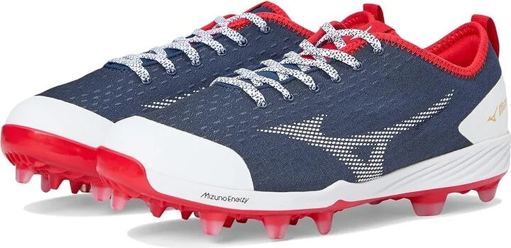 Mizuno Dominant 4 TPU Baseball Cleats Men's Shoes Navy/Red : 14 D - Medium, Synthetic/Textile