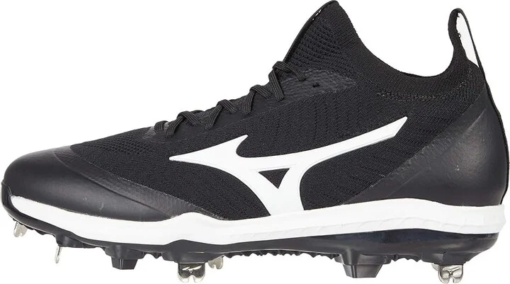 Mizuno Dominant Knit Metal Baseball Cleat Men's Shoes Black/White : 7.5 D - Medium, Textile/Synthetic - Image 6