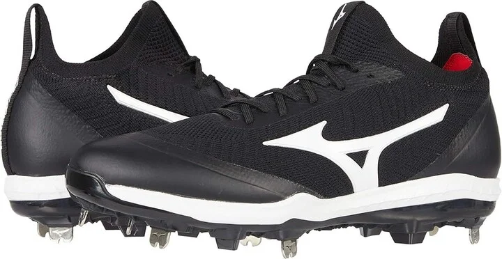 Mizuno Dominant Knit Metal Baseball Cleat Men's Shoes Black/White : 7.5 D - Medium, Textile/Synthetic
